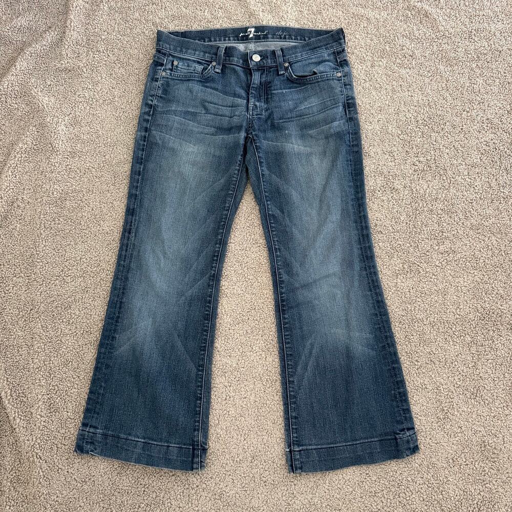 7 For All Mankind Dojo Jeans Womens 28 Cropped Flare Studded Pockets Y2K